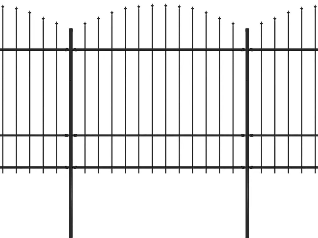Cerca de jardim com topo em lanças (1,5-1,75)x15,3 m aço preto