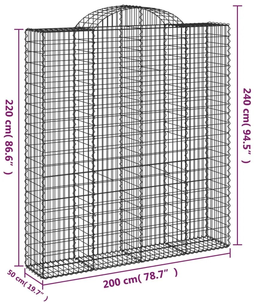 Cestos gabião arqueados 6pcs 200x50x220/240cm ferro galvanizado