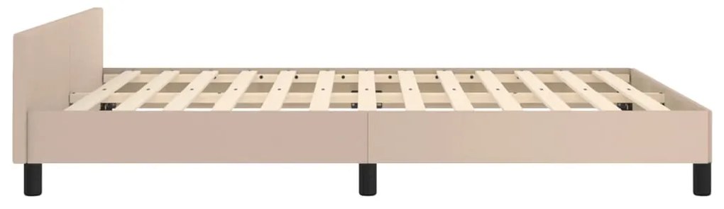 Estrutura cama c/ cabeceira couro artif. 140x190 cm cappuccino