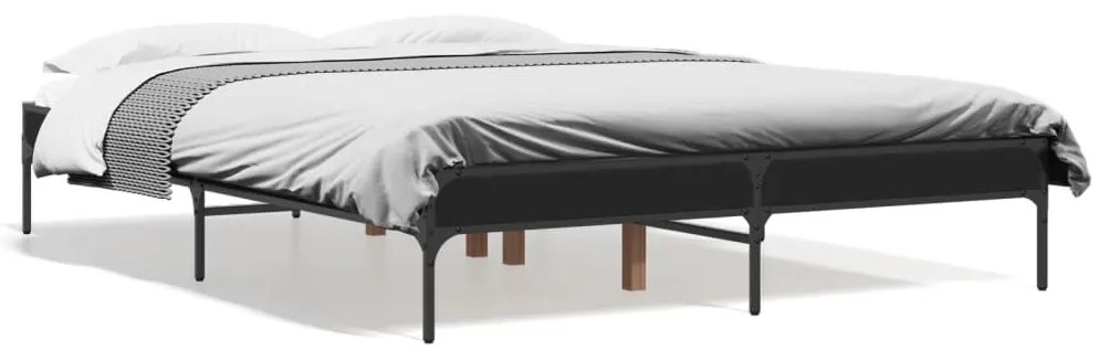 Estrutura de cama 140x190 cm derivados de madeira/metal preto