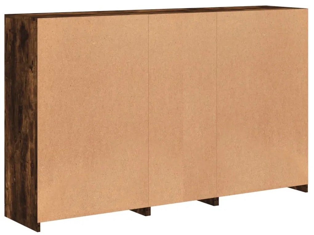 Aparador com luzes LED 162x37x100 cm carvalho fumado