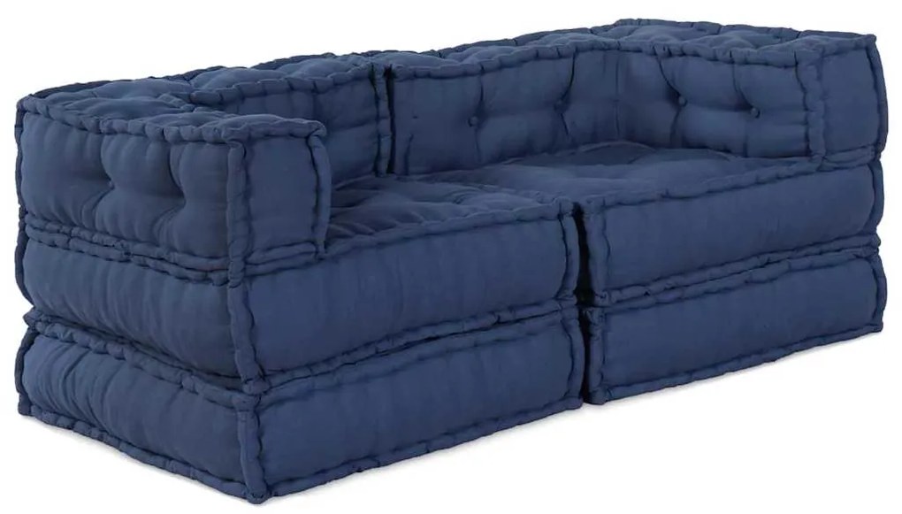 vidaXL Puff Modular 2 peças Tecido Índigo
