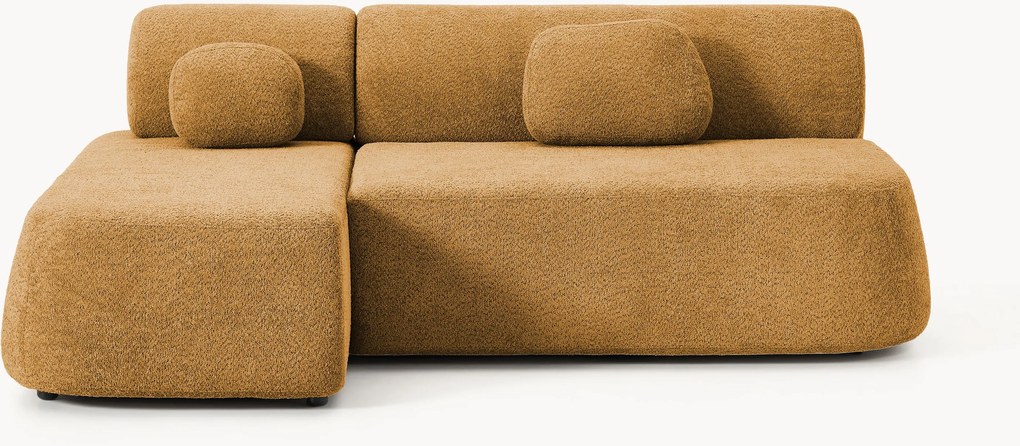 Sofá-cama de canto em teddy-bouclé com arrumação Pao