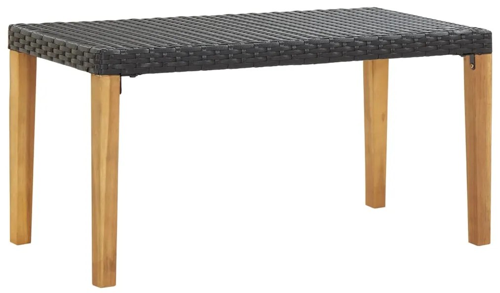 vidaXL Banco de jardim 120 cm vime PE e madeira de acácia maciça preto