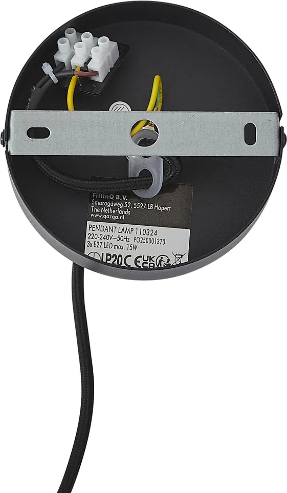 Candeeiro suspenso moderno bronze escuro com taupe 50cm 3-luzes - Drum Duo