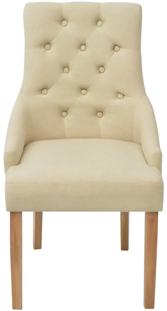 Cadeiras de jantar 2 pcs tecido cor creme