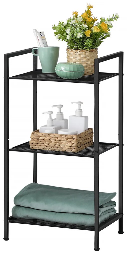 Prateleira metálica de pé com 3 níveis 38 x 30 x 72 cm Preto