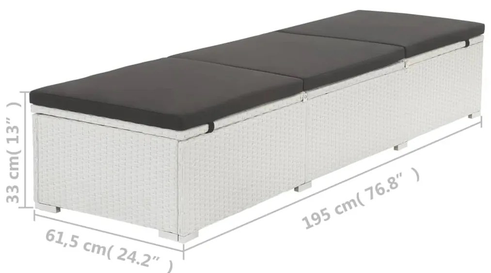 Espreguiçadeira com almofadão preto vime PE branco