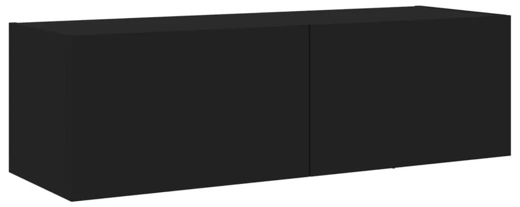 Móvel de parede para TV com luzes LED 100x35x31 cm preto