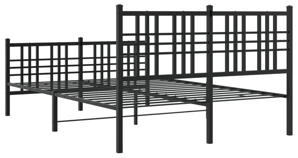 Estrutura de cama com cabeceira e pés 140x190 cm metal preto
