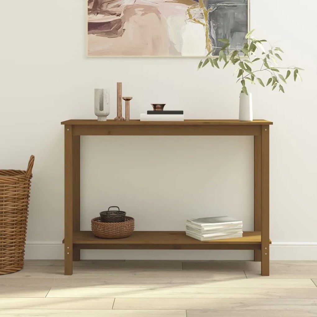 vidaXL Mesa consola 110x40x80 cm madeira de pinho maciça castanho mel