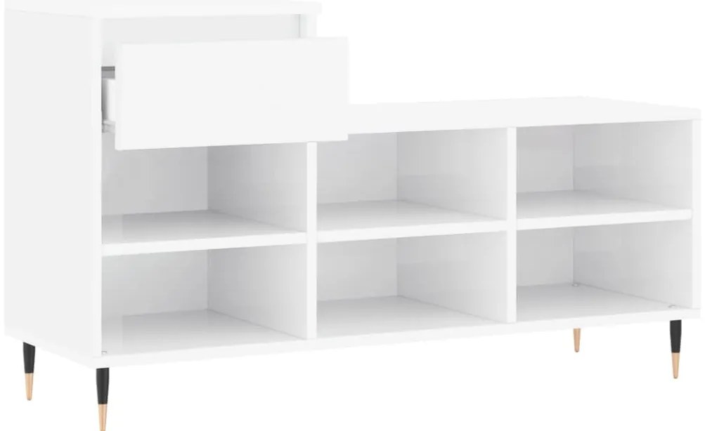 Sapateira 102x36x60 cm derivados de madeira branco brilhante