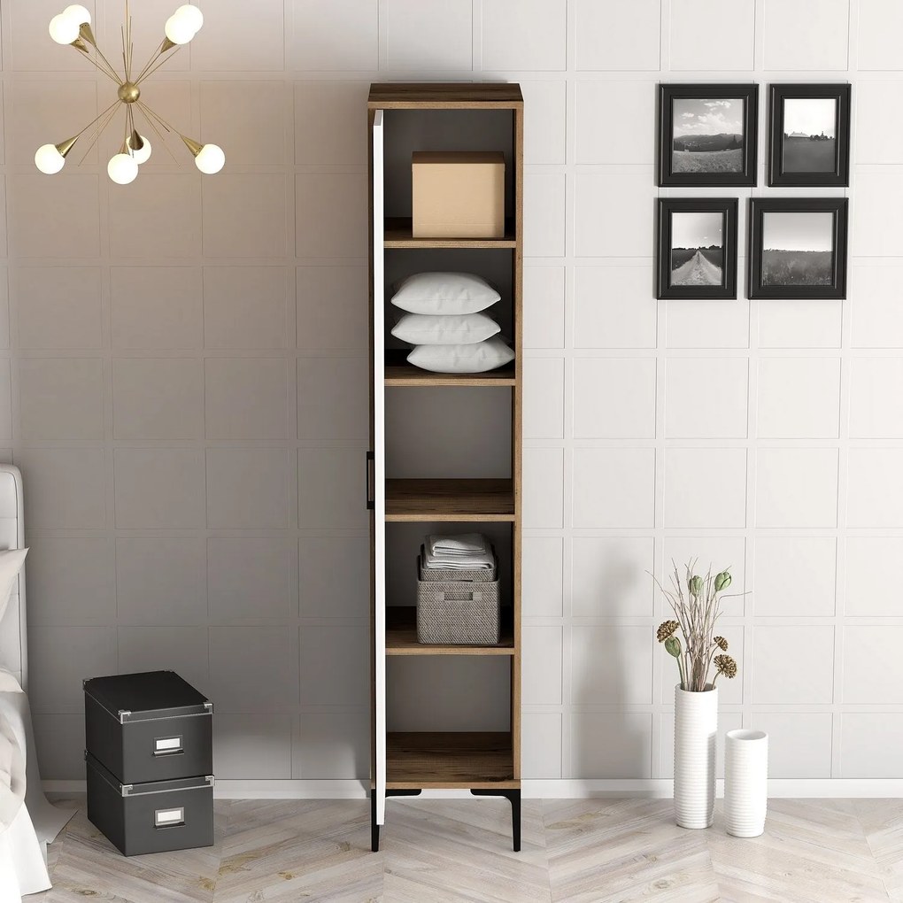 Roupeiro Kumsal S – Nogueira e Branco – 40 cm Largura x 47,5 cm Altura