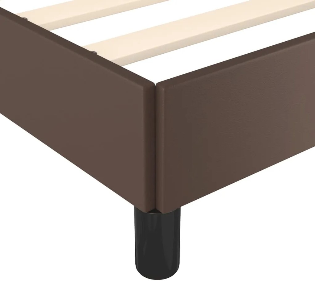 Estrutura de Cama Salu em Couro Artificial Castanho - 90x190 cm - Desi