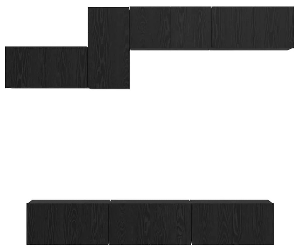 Conjunto de móvel de TV 7 pcs Carvalho Preto 60 x 30 x 30 cm