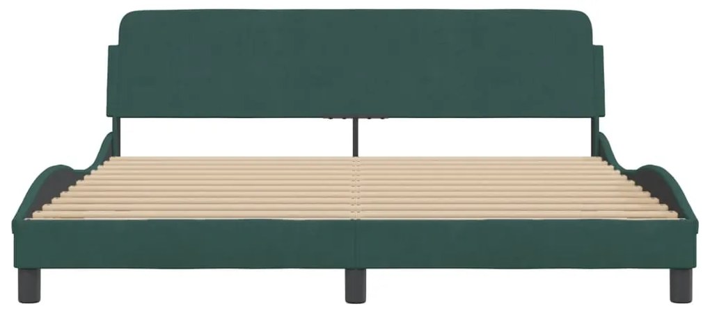 Estrutura de cama sem colchão 180x200 cm veludo verde-escuro