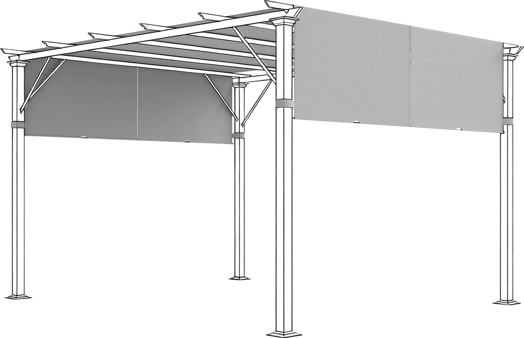 Conjunto de 2 telas de substituição para pérgula retrátil (NÃO INCLUIDA) de 4,9 x 1,2 m, para pérgula de 3 x 3 m, em poliéster com proteção UV, cinzen