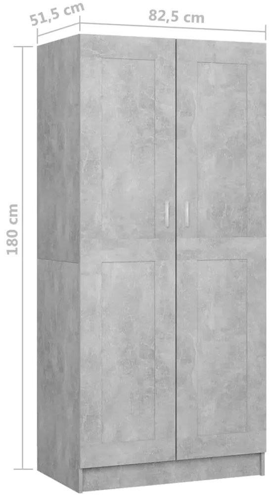 Roupeiro 82,5x51,5x180 cm contraplacado cinzento cimento