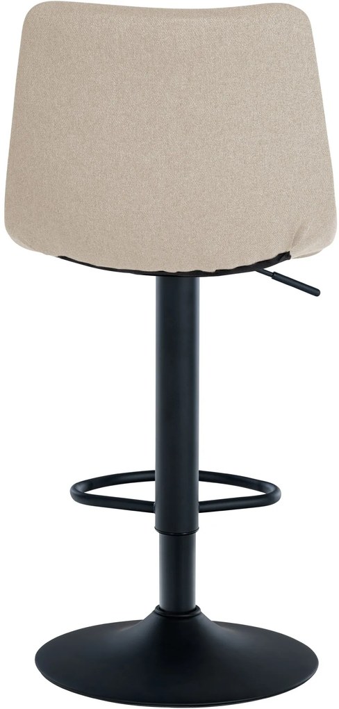 Banco de bar Jerry em tecido com estrutura preta 87-108,5 x 43 x 46,5 cm Creme
