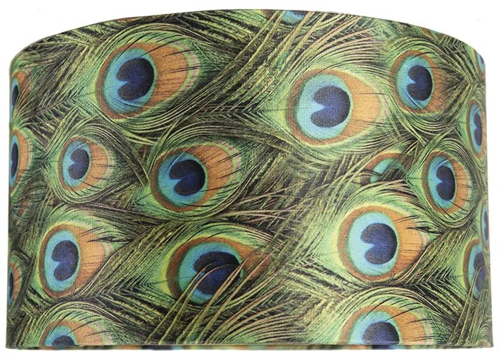 Abajur de veludo com design de pavão 35/35/20 com interior dourado