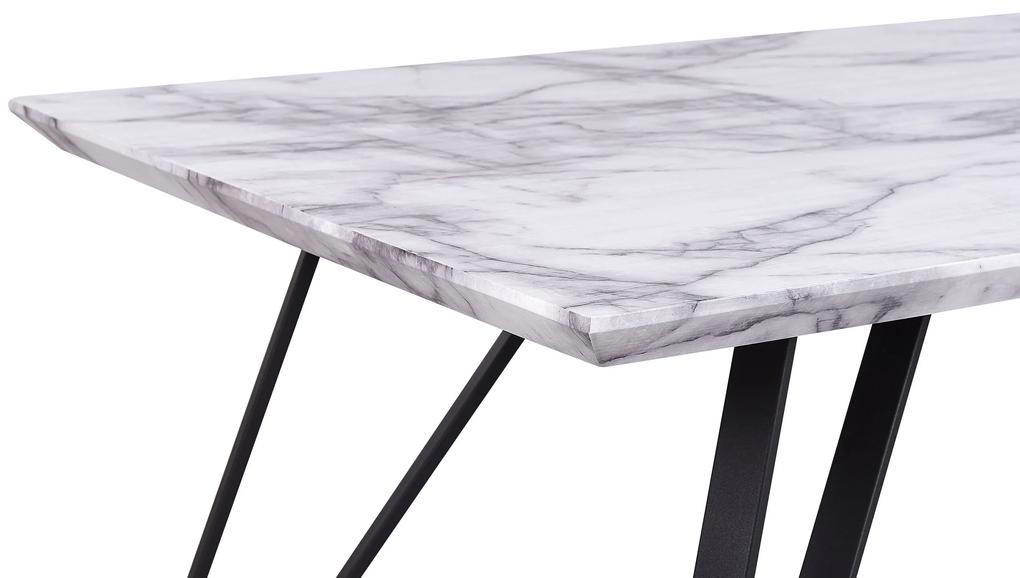 Mesa de jantar 150 x 80 cm efeito mármore branco com preto MOLDEN Beliani