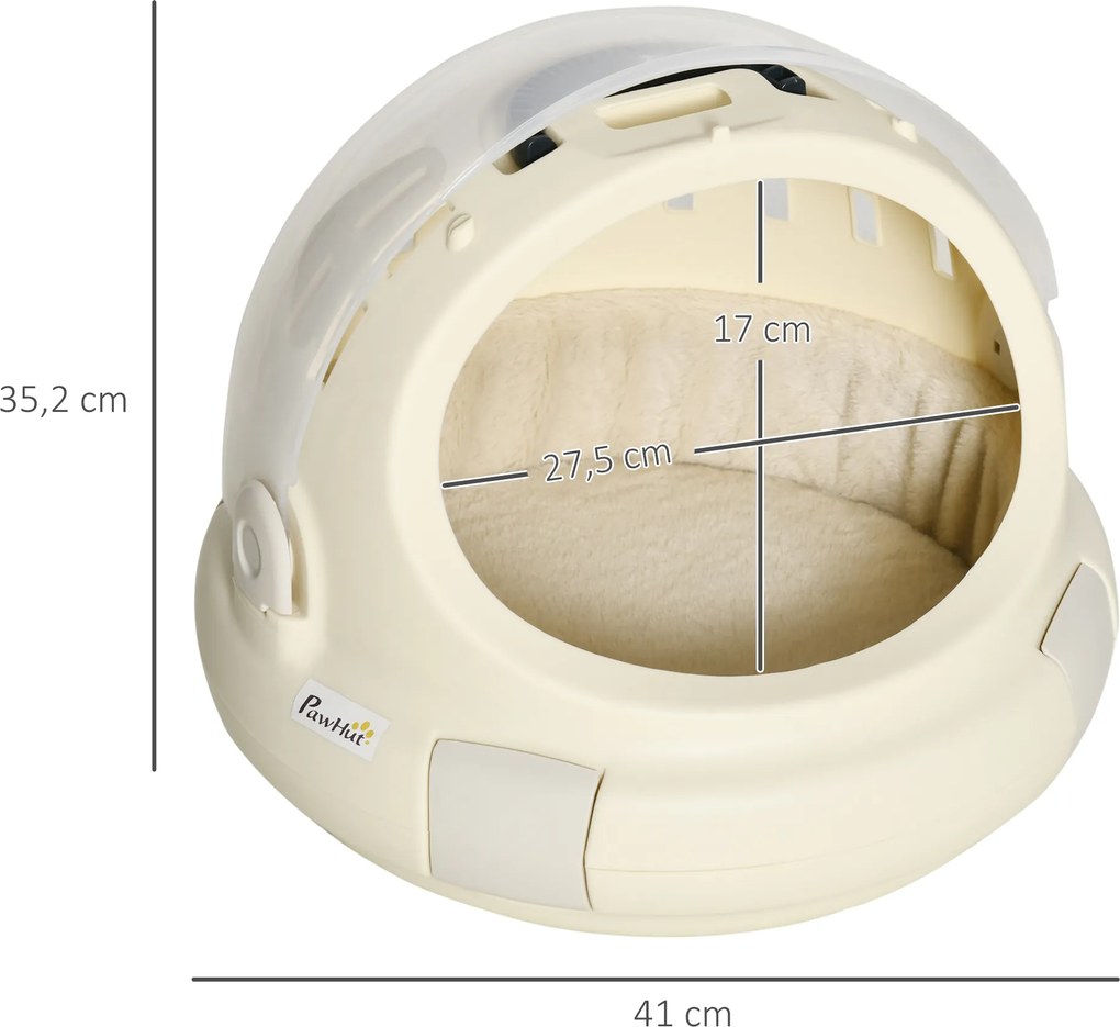 Caixa de transporte para gatos, cesto lavável com almofada removível 41 x 41 x 35,2 cm, bege