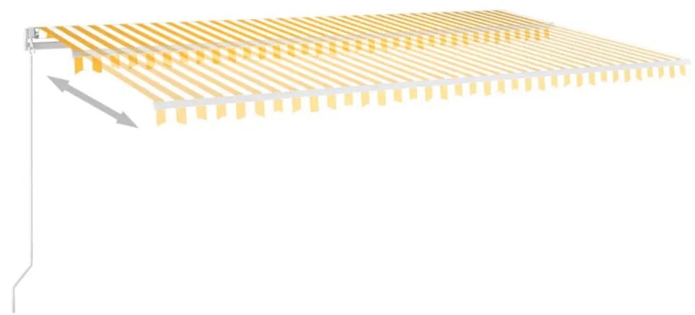 Toldo retrátil manual com LED 600x350 cm amarelo e branco