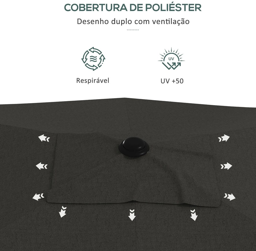 Chapéu de Sol de Jardim 300x200x248 cm Proteção UV50+ Chapéu de Sol de