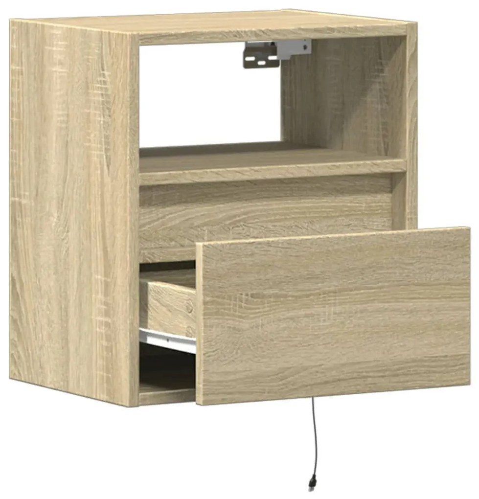 Móvel de parede p/ TV c/ luzes LED 41x31x45 cm carvalho sonoma