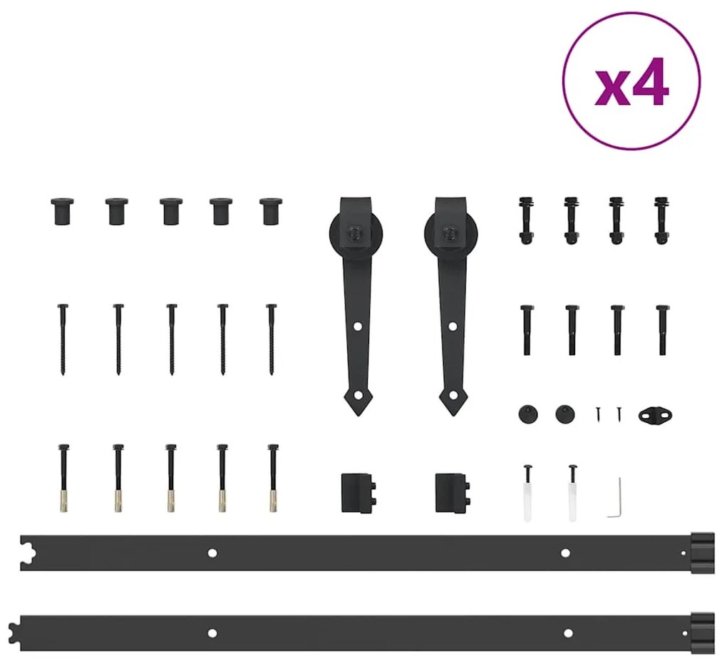 Kit de ferragens para porta deslizante 305 cm aço preto