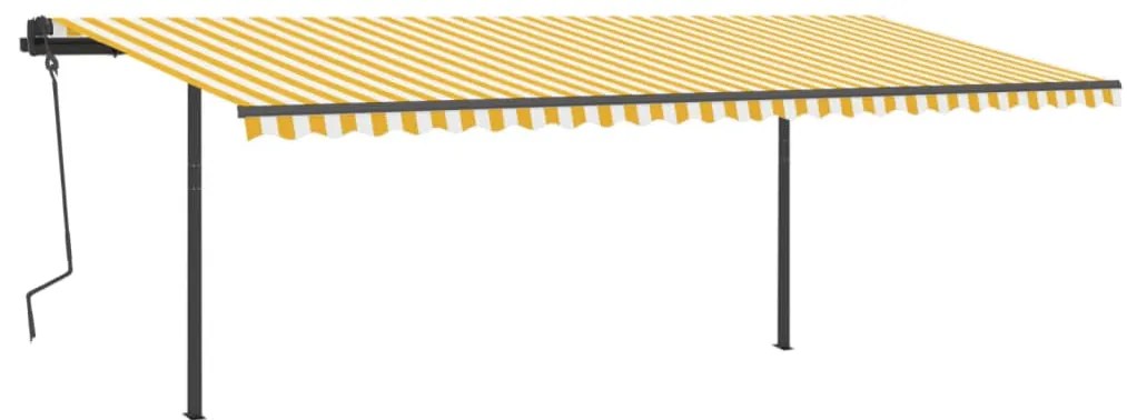 Toldo automático LED e sensor de vento 6x3 m amarelo e branco