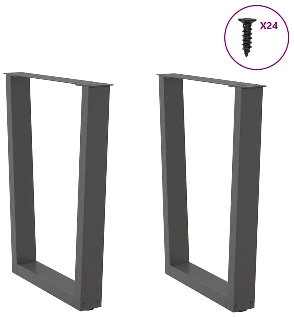 Pés para mesa de jantar em V, 2 peças, antracite, 60x(72-73,3) cm, aço