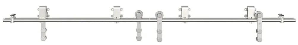 Kit ferragens p/ porta deslizante 200cm aço inoxidável prateado