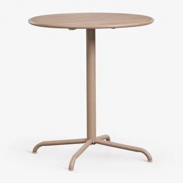Mesa De Jardim Redonda Ø65 Cm Em Aço E Madeira De Acácia Tilda Moka Brown - Sklum
