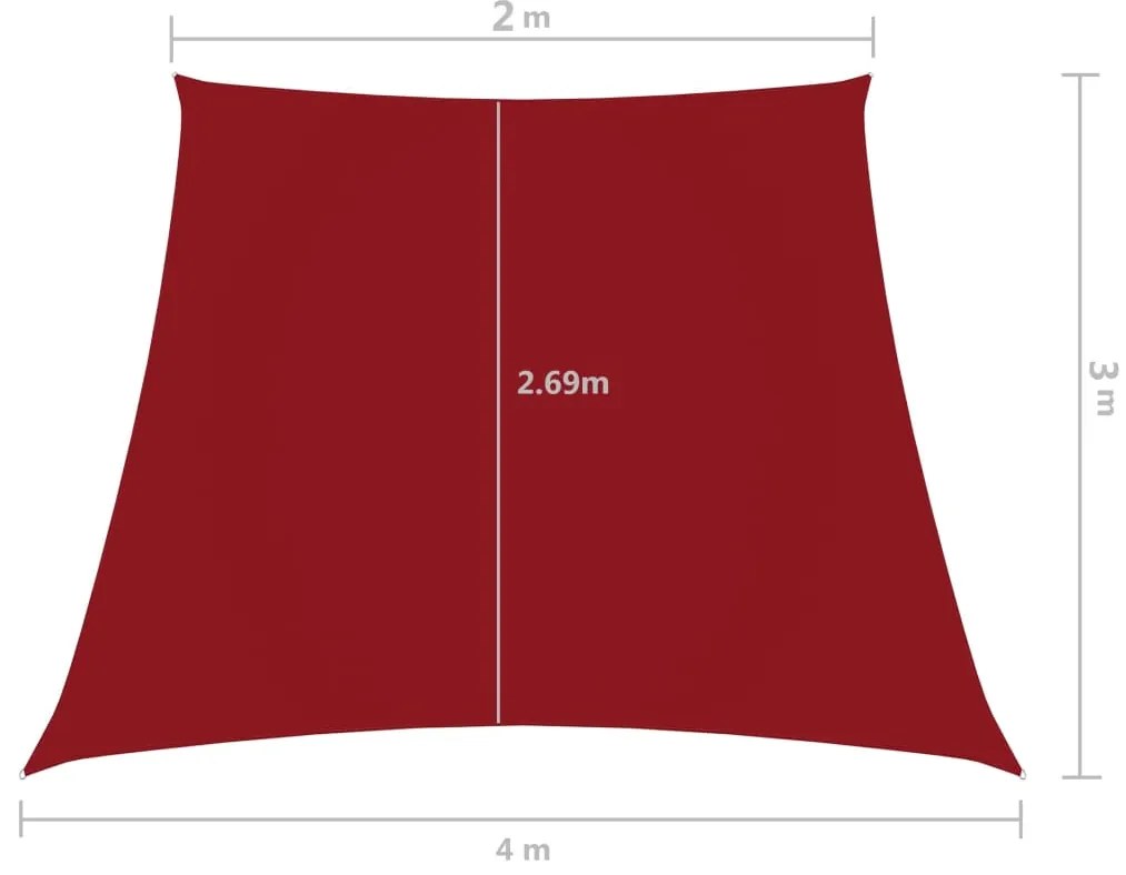 Para-sol estilo vela tecido oxford trapézio 2/4x3 m vermelho
