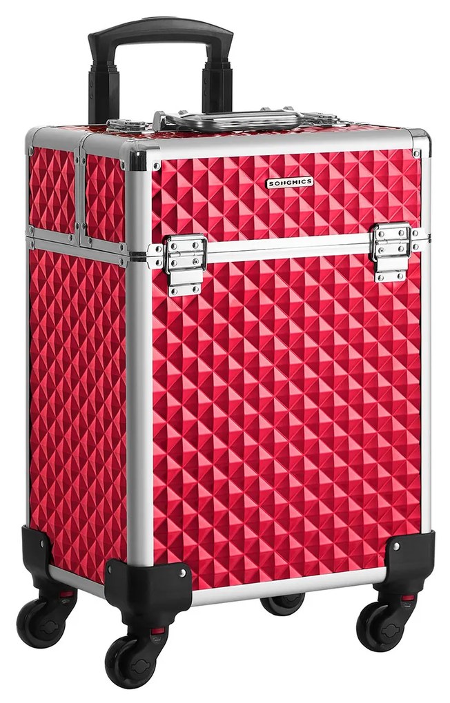 Estojo de viagem para maquilhagem com rodas e alça | SONGMICS | 34 x 24 x 45 cm | vermelho | JHZ013R01.