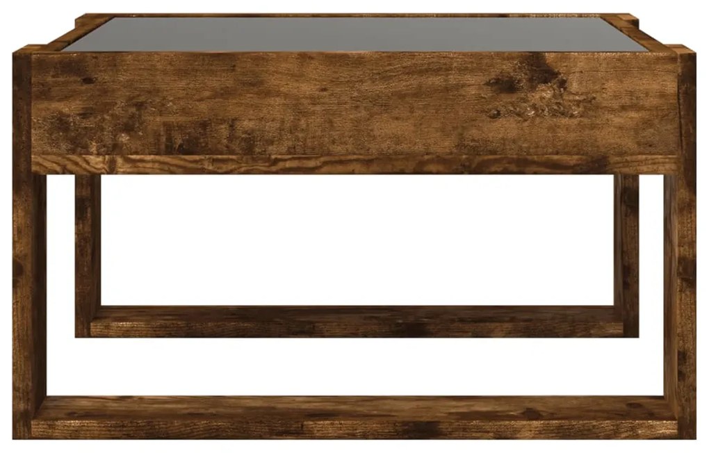Mesa de centro luzes LED Infinity 50x53x30 cm carvalho fumado