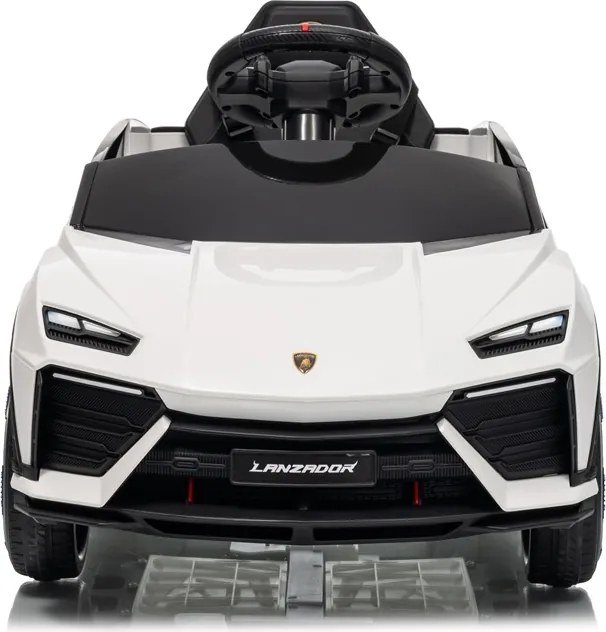 Carro elétrico para crianças Lamborghini Lanzador 12V, Pneus em borracha maciça, banco em pele sintética Branco