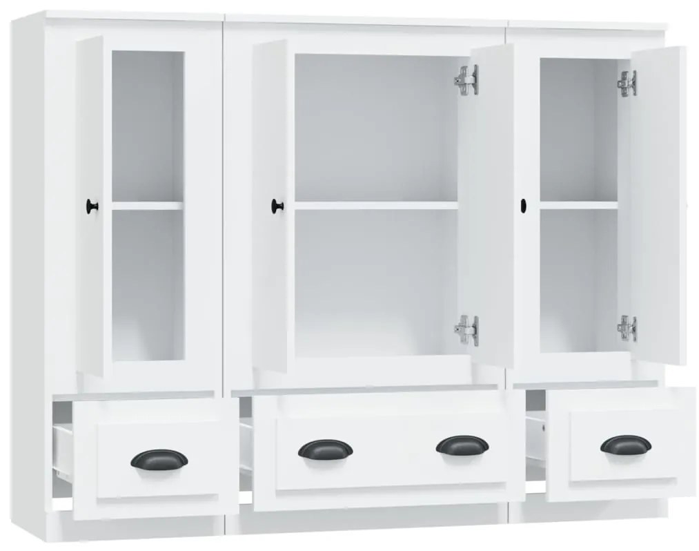 Aparadores altos 3 pcs derivados de madeira branco