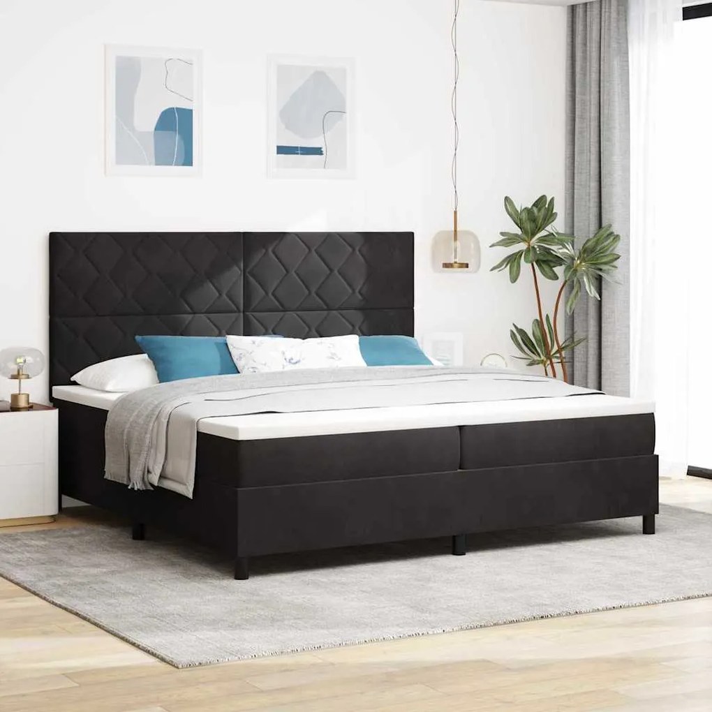 vidaXL Cama Box com colchão com cabeceira Preto 200 x 200 cm tecido