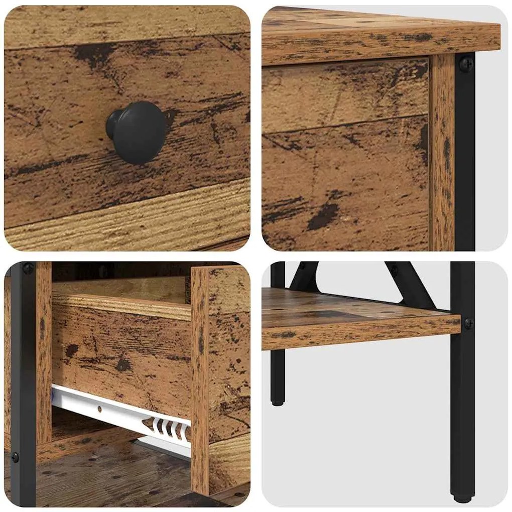 Mesa de Cabeceira Madeira Velha 40x42x45 cm Madeira Engenharia