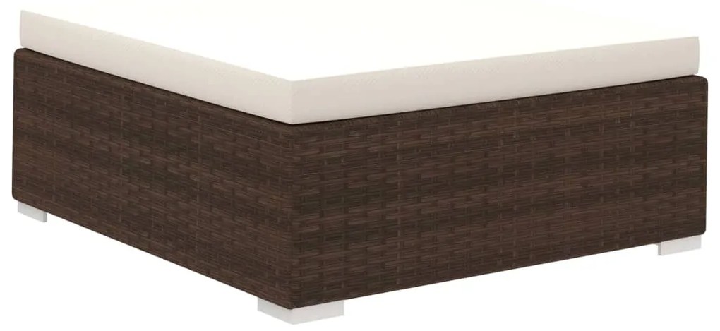 6 pcs conjunto lounge jardim c/ almofadões vime PE castanho