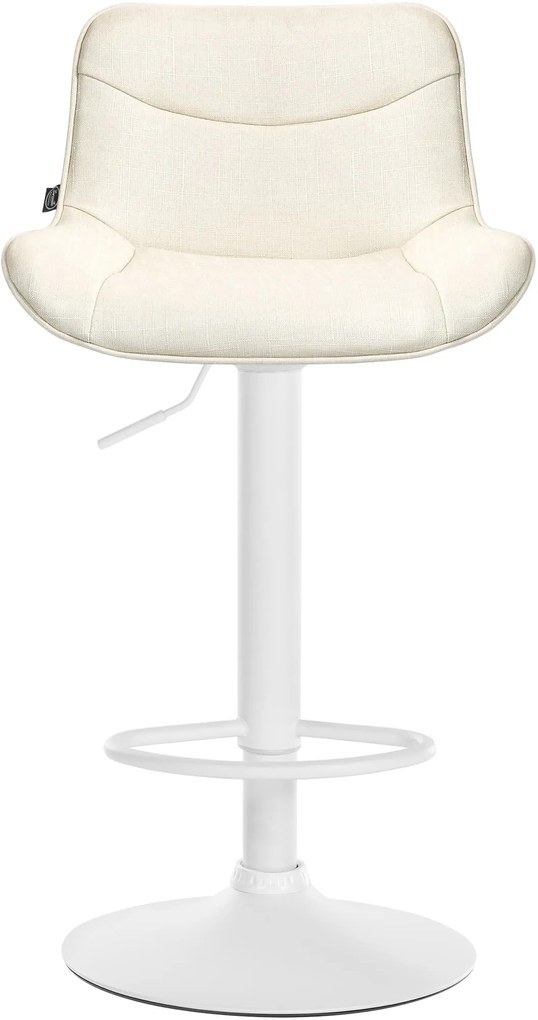 Banco alto em tecido com estrutura branca 85-106 x 49 x 51 cm cor creme