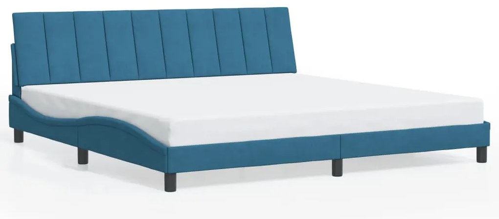 Estrutura de cama c/ luzes LED 200x200 cm veludo azul