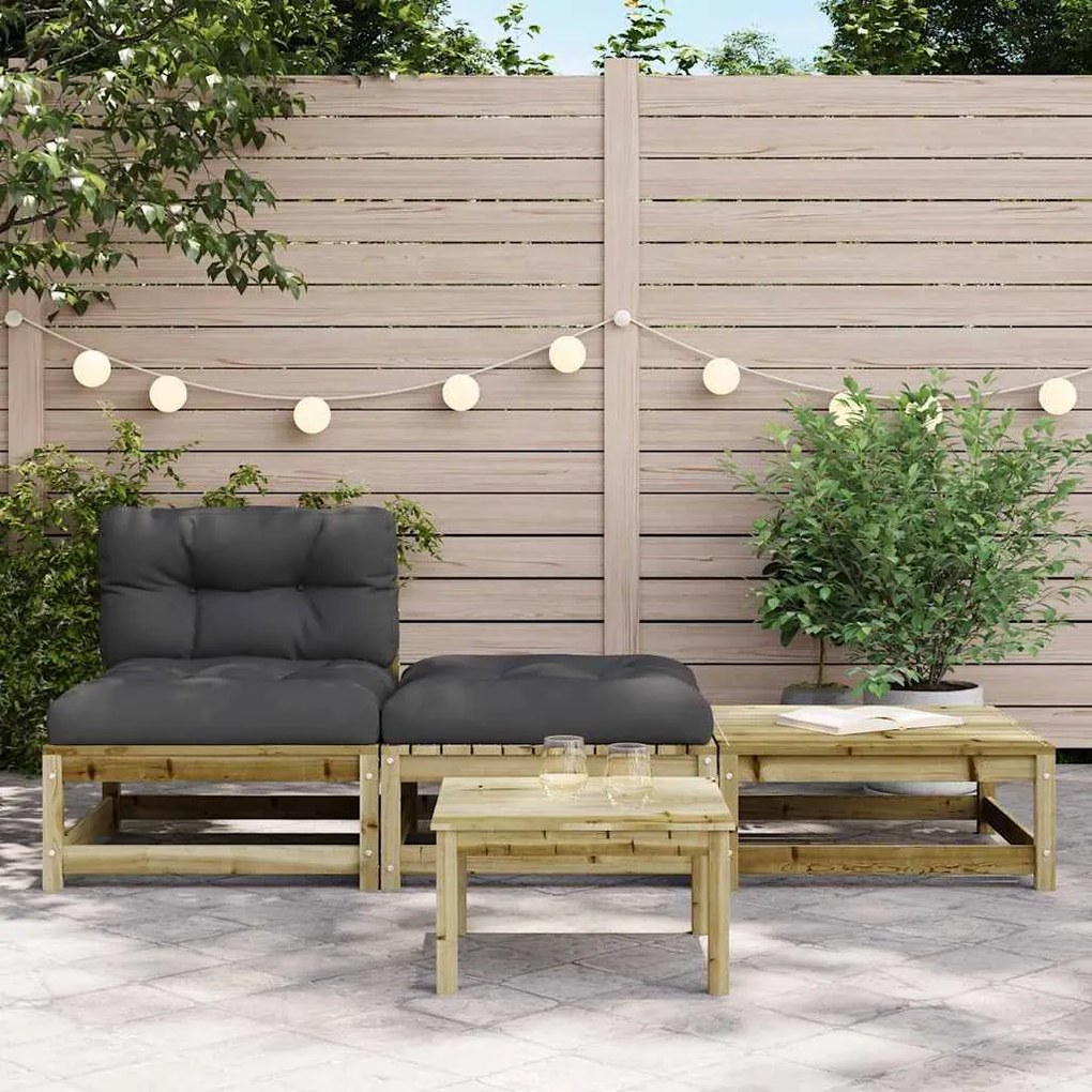 Sofá sem apoio de braços p/ jardim c/ almofadões/apoios de pés