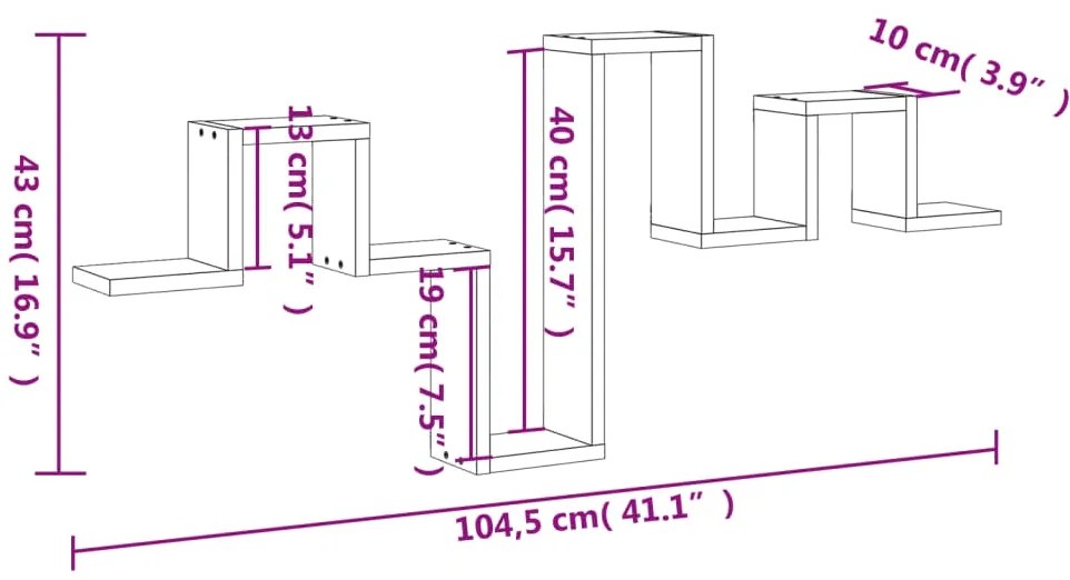 Estante parede 104,5x10x43 cm derivados madeira cinzento sonoma