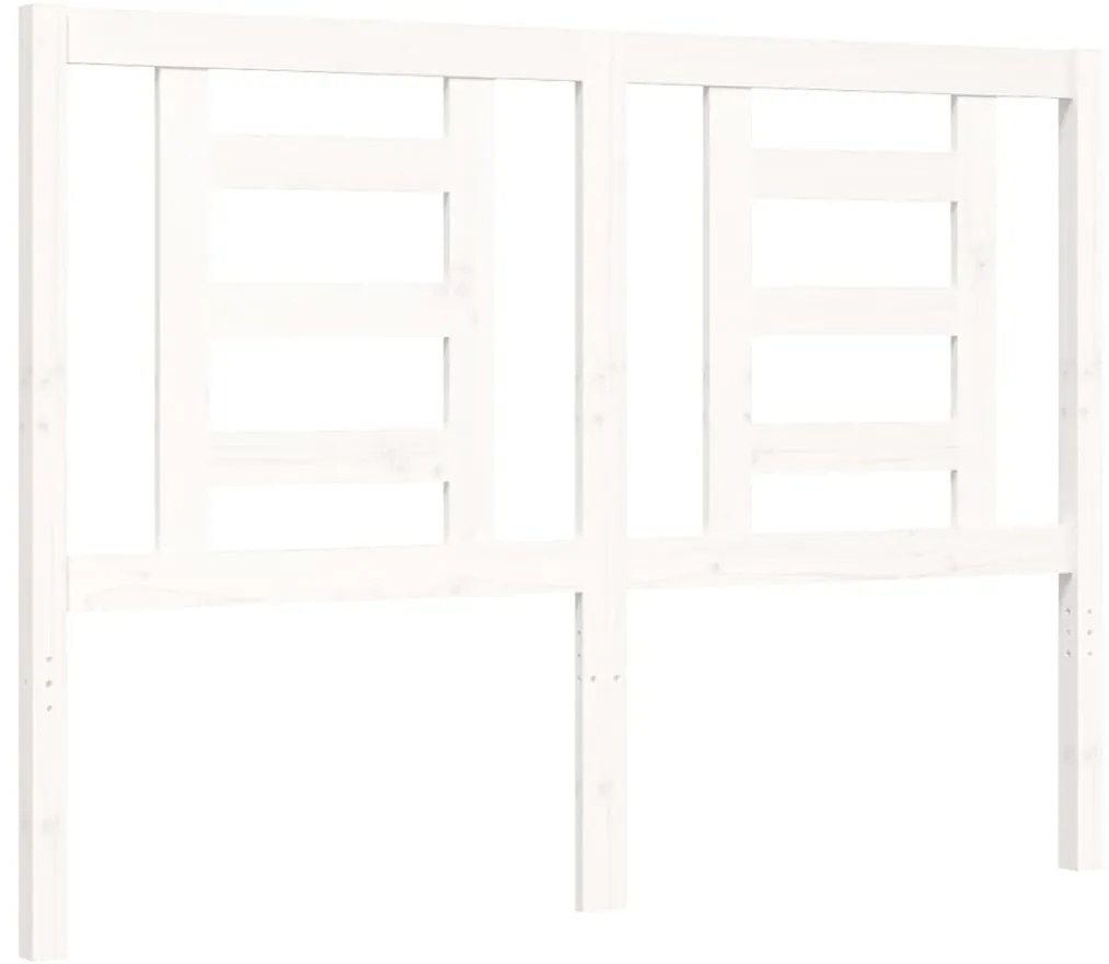 Estrutura de cama com cabeceira 140x190cm madeira maciça branco