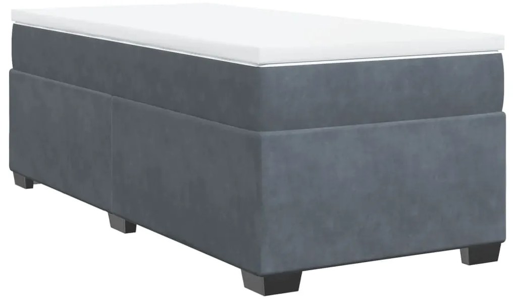 Cama com molas/colchão 90x200 cm veludo cinza-escuro