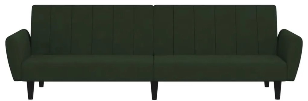 Sofá-cama de 2 lugares veludo verde-escuro