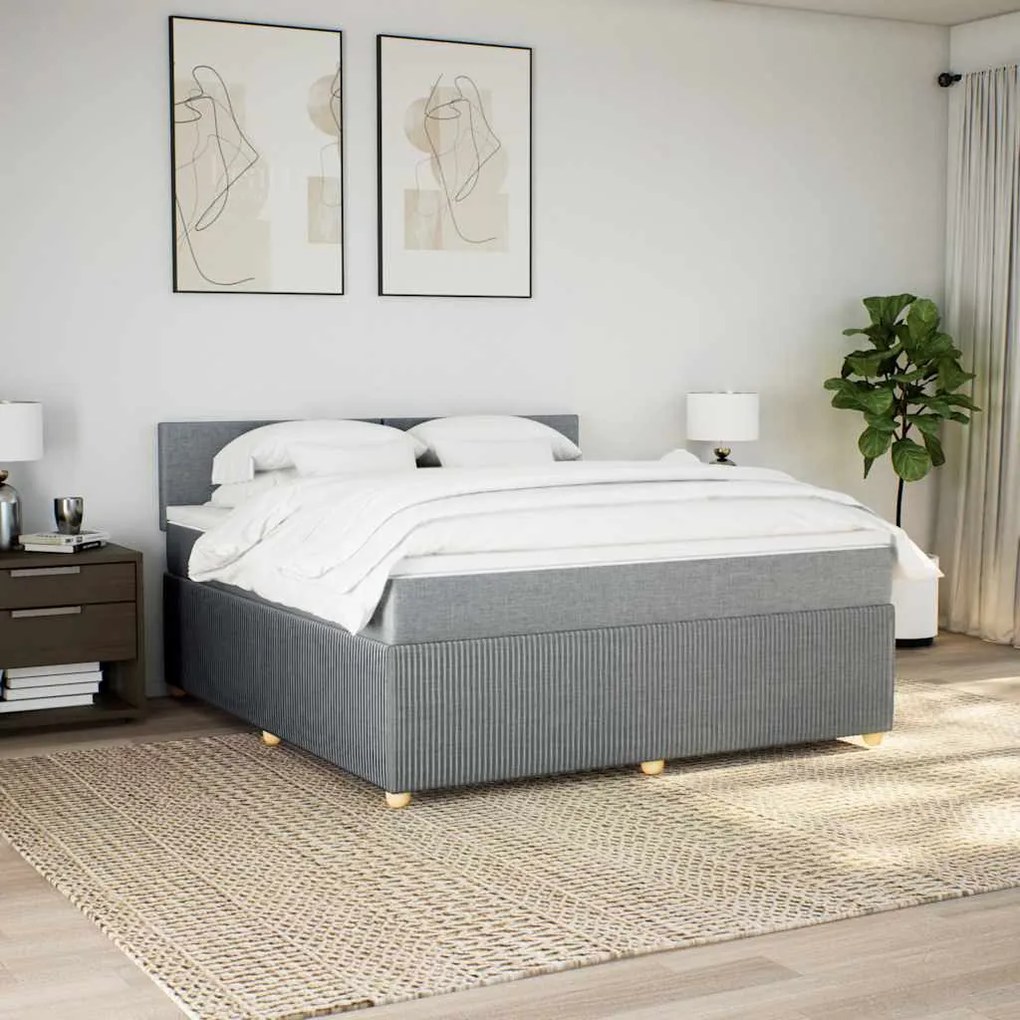 Cama com molas/colchão 180x200 cm tecido cinzento-claro